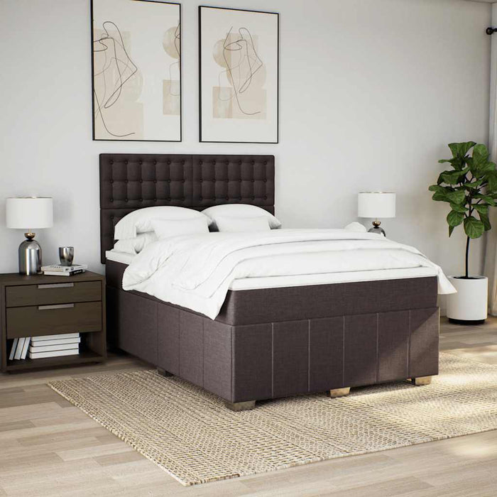 Pat box spring cu saltea, maro închis, 140x200 cm, textil - WALTI WALTI