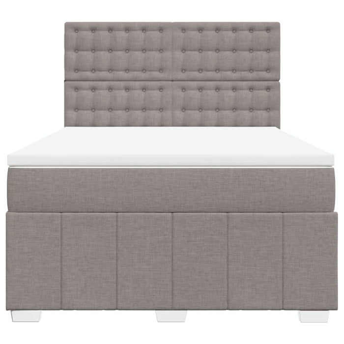 Pat box spring cu saltea, gri taupe, 140x200 cm, textil - WALTI WALTI