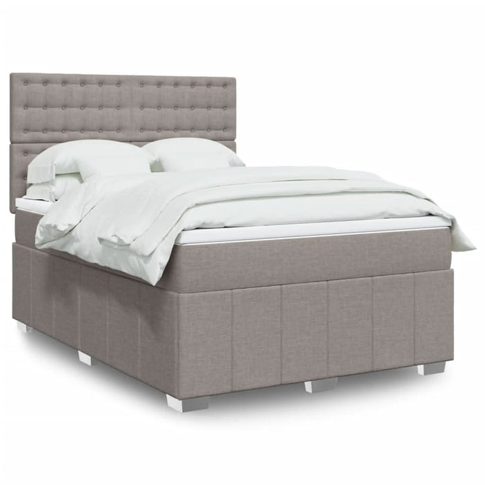 Pat box spring cu saltea, gri taupe, 140x200 cm, textil - WALTI WALTI