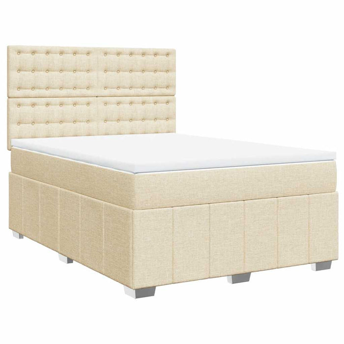 Pat box spring cu saltea, crem, 140x200 cm, textil - WALTI WALTI