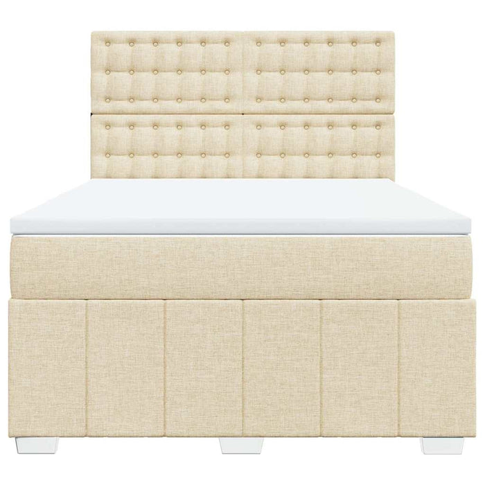 Pat box spring cu saltea, crem, 140x200 cm, textil - WALTI WALTI