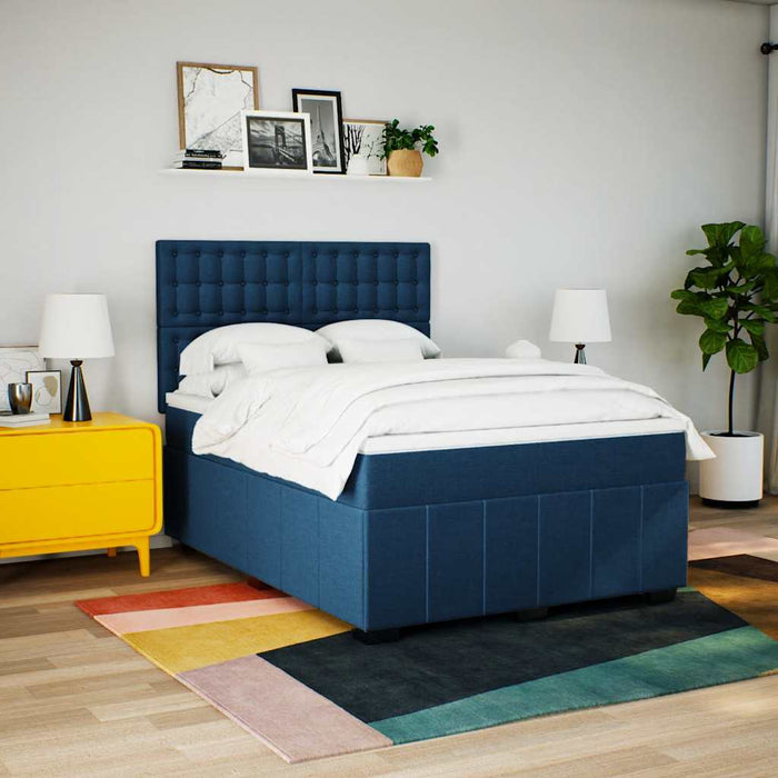 Pat box spring cu saltea, albastru, 140x200 cm, textil - WALTI WALTI
