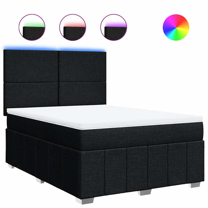 Pat box spring cu saltea, negru, 140x200 cm, textil - WALTI WALTI