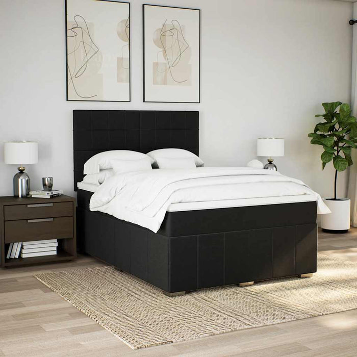 Pat box spring cu saltea, negru, 140x200 cm, textil - WALTI WALTI