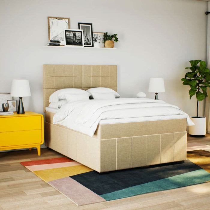 Pat continental cu saltea, crem, 140x200 cm, material textil - WALTI WALTI