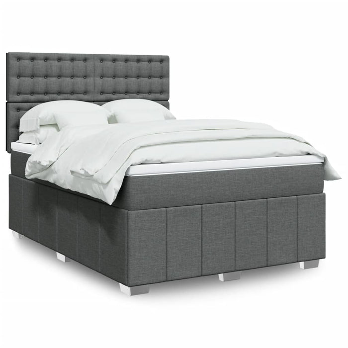 Pat box spring cu saltea, gri închis, 140x200 cm, textil - WALTI WALTI