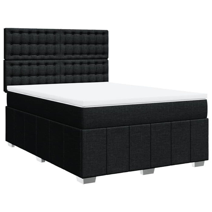 Pat box spring cu saltea, negru, 140x200 cm, textil - WALTI WALTI