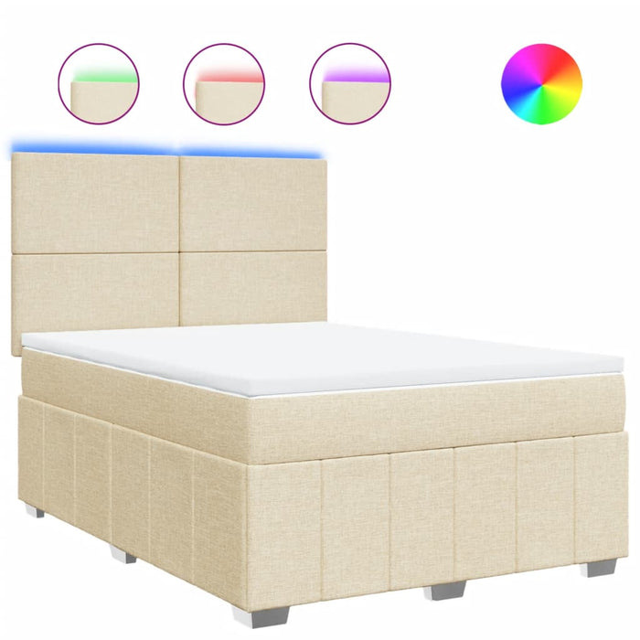 Pat box spring cu saltea, crem, 160x200 cm, material textil WALTI