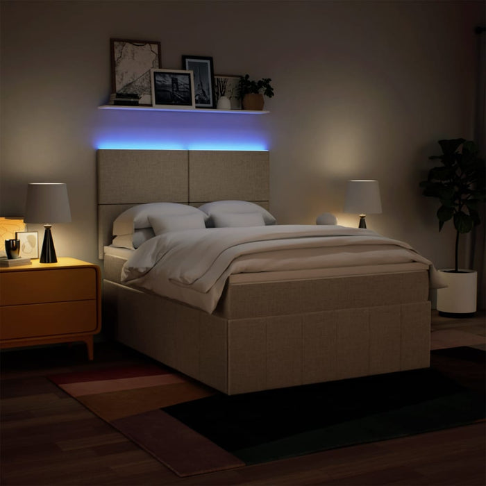 Pat box spring cu saltea, crem, 160x200 cm, material textil WALTI