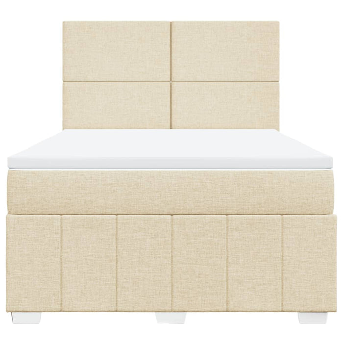 Pat box spring cu saltea, crem, 160x200 cm, material textil WALTI