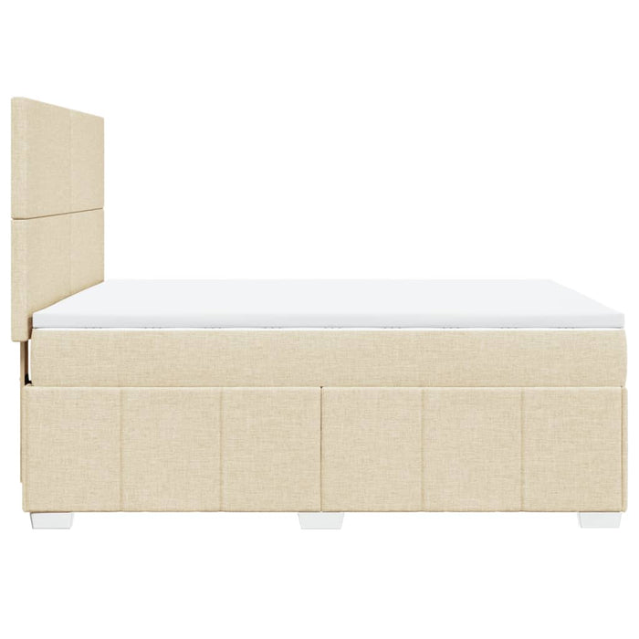 Pat box spring cu saltea, crem, 160x200 cm, material textil WALTI