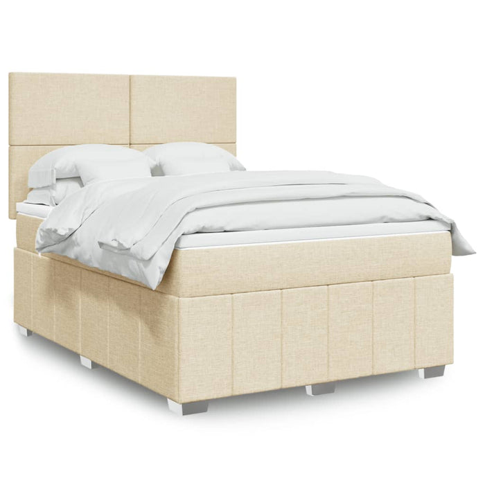 Pat box spring cu saltea, crem, 160x200 cm, material textil WALTI