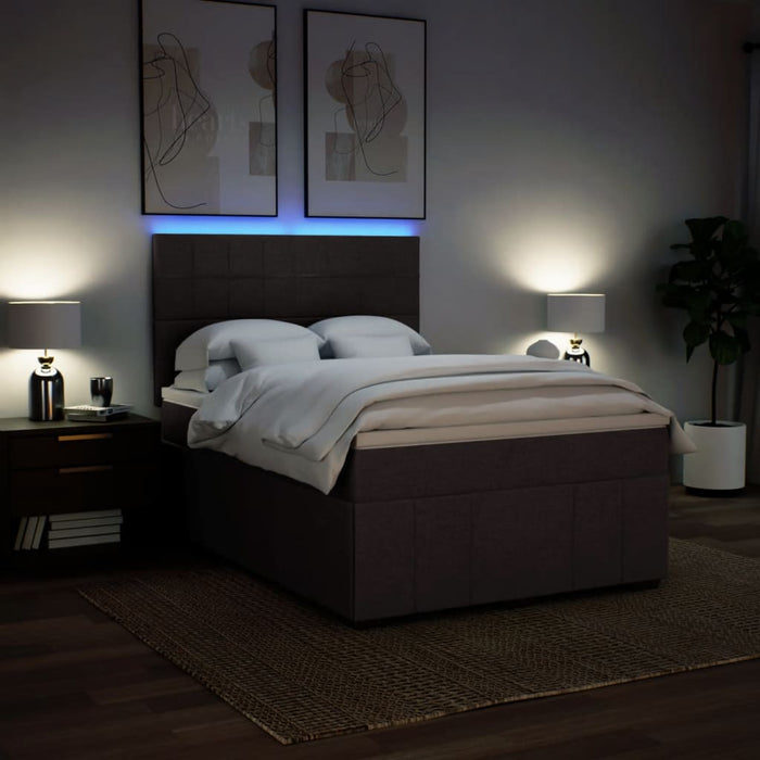 Pat box spring cu saltea, maro închis, 160x200 cm, textil WALTI