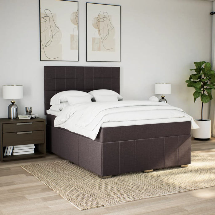 Pat box spring cu saltea, maro închis, 160x200 cm, textil WALTI