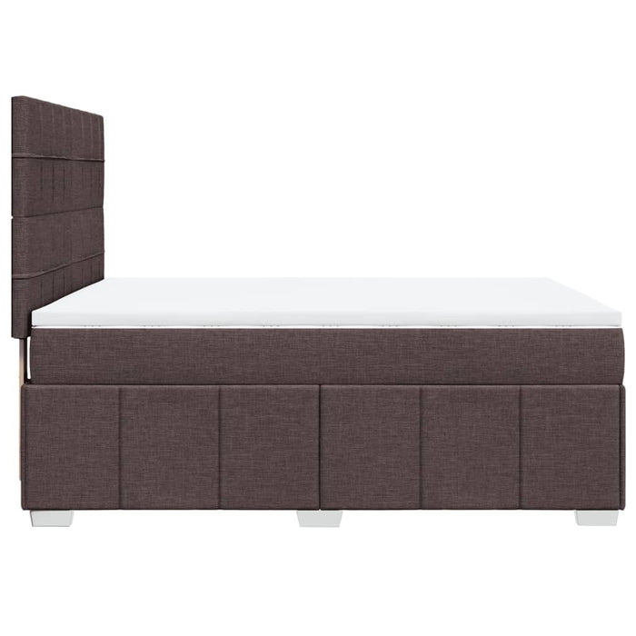 Pat box spring cu saltea, maro închis, 160x200 cm, textil WALTI