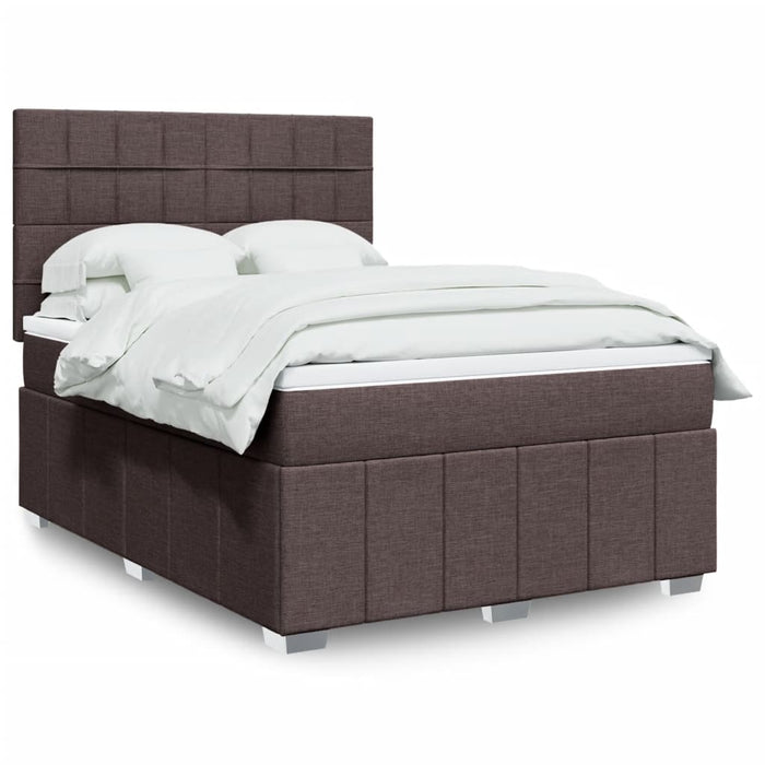 Pat box spring cu saltea, maro închis, 160x200 cm, textil WALTI