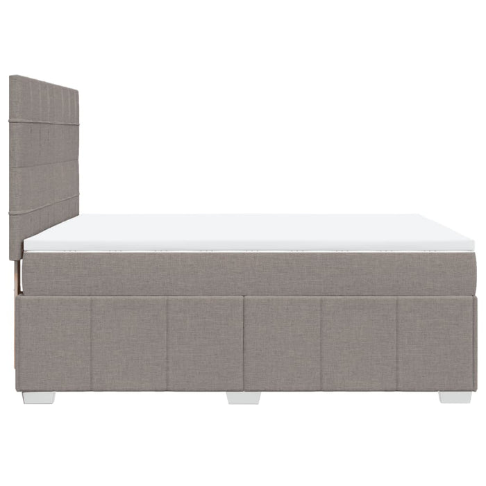 Pat box spring cu saltea, gri taupe, 160x200 cm material textil - WALTI WALTI