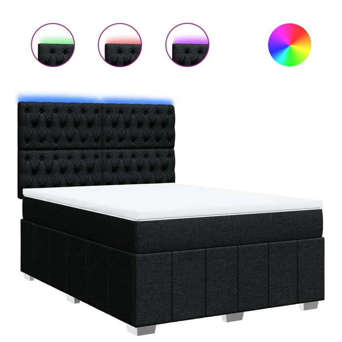 Pat box spring cu saltea, negru, 160x200 cm, textil - WALTI WALTI