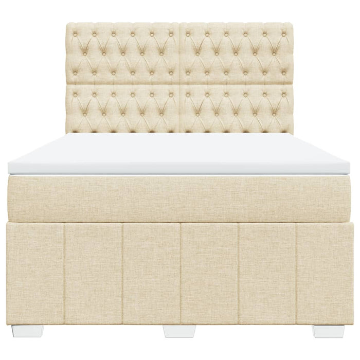 Pat box spring cu saltea, crem, 160x200 cm, material textil - WALTI WALTI