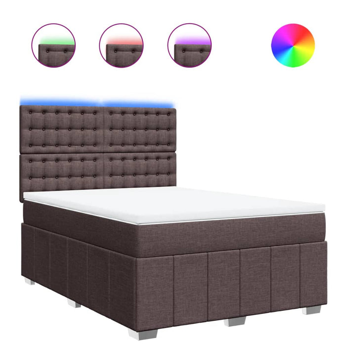 Pat box spring cu saltea, maro închis, 160x200 cm, textil WALTI
