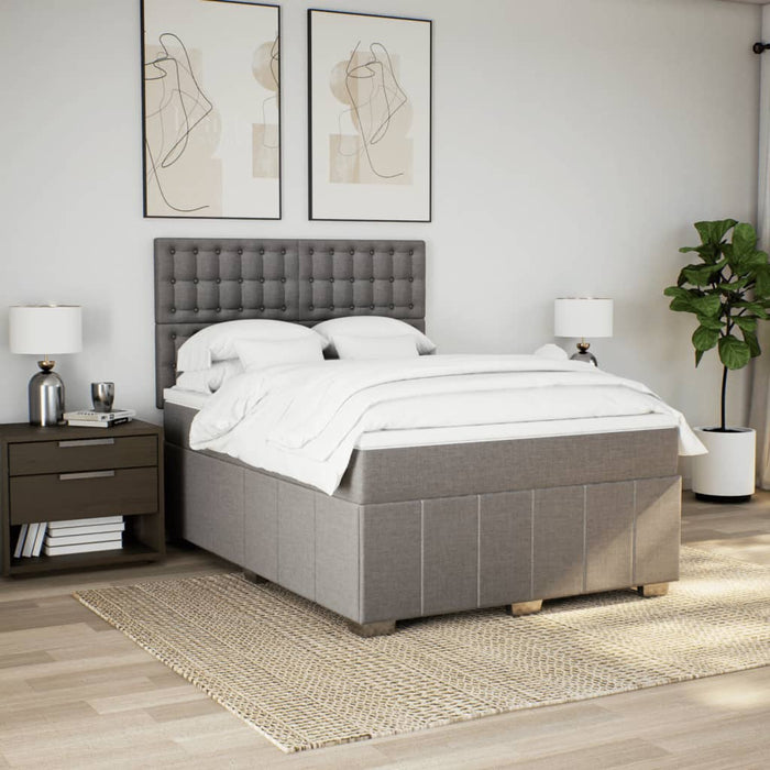 Pat box spring cu saltea, gri taupe, 160x200 cm material textil - WALTI WALTI