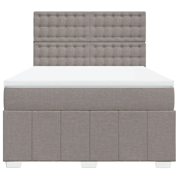 Pat box spring cu saltea, gri taupe, 160x200 cm material textil - WALTI WALTI