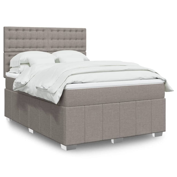Pat box spring cu saltea, gri taupe, 160x200 cm material textil - WALTI WALTI
