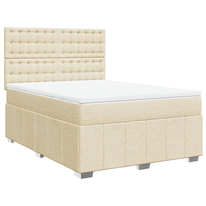 Pat box spring cu saltea, crem, 160x200 cm, material textil WALTI