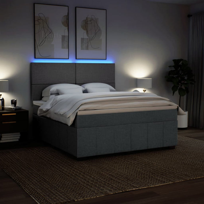 Pat box spring cu saltea, gri închis, 180x200 cm, textil - WALTI WALTI