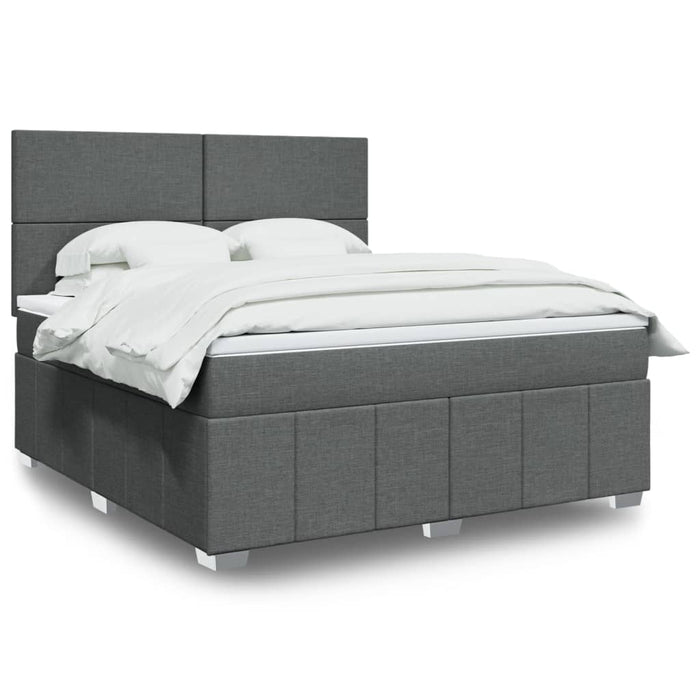 Pat box spring cu saltea, gri închis, 180x200 cm, textil - WALTI WALTI
