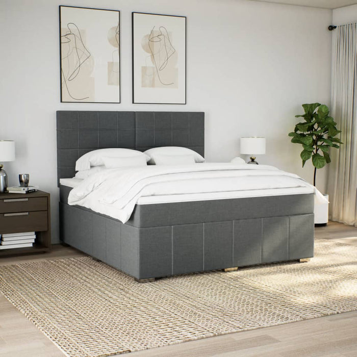 Pat box spring cu saltea, gri închis, 180x200 cm, textil - WALTI WALTI