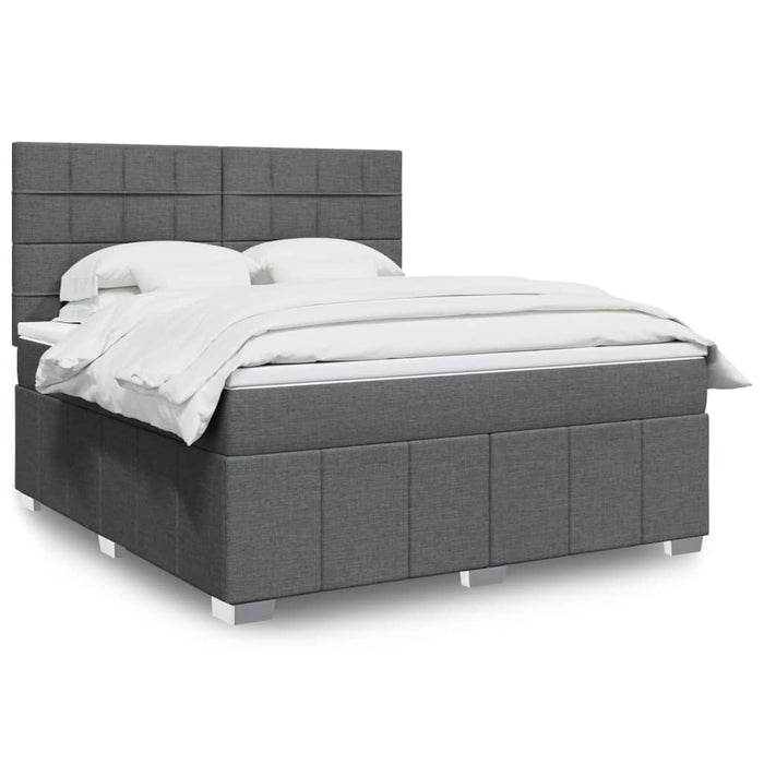 Pat box spring cu saltea, gri închis, 180x200 cm, textil - WALTI WALTI