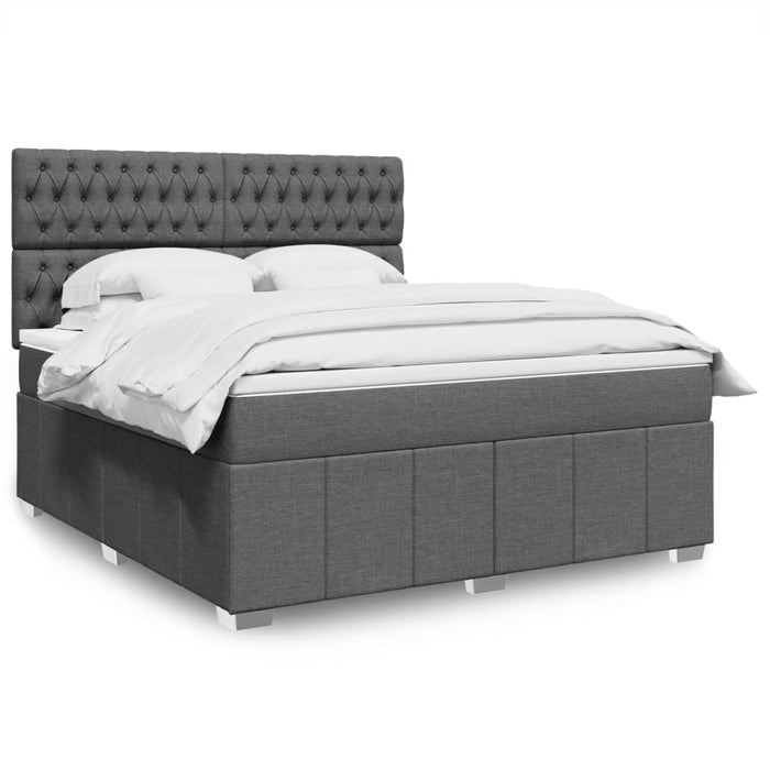 Pat box spring cu saltea, gri închis, 180x200 cm, textil - WALTI WALTI