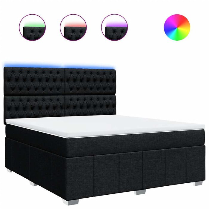 Pat box spring cu saltea, negru, 180x200 cm, catifea - WALTI WALTI