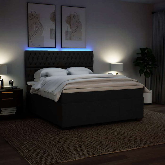 Pat box spring cu saltea, negru, 180x200 cm, catifea - WALTI WALTI