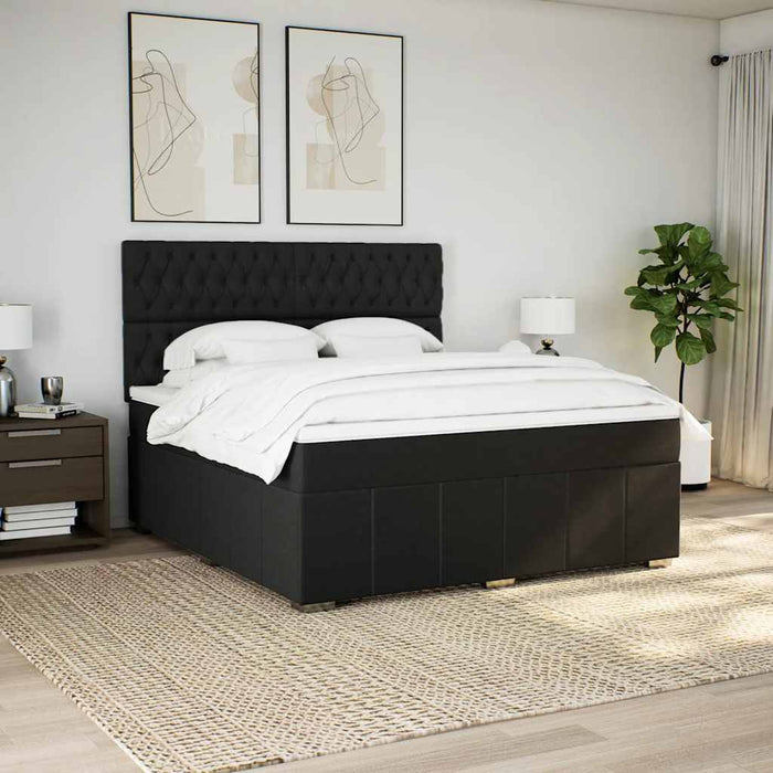 Pat box spring cu saltea, negru, 180x200 cm, catifea - WALTI WALTI