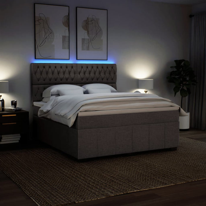 Pat continental cu saltea, gri taupe, 180x200 cm, textil - WALTI WALTI