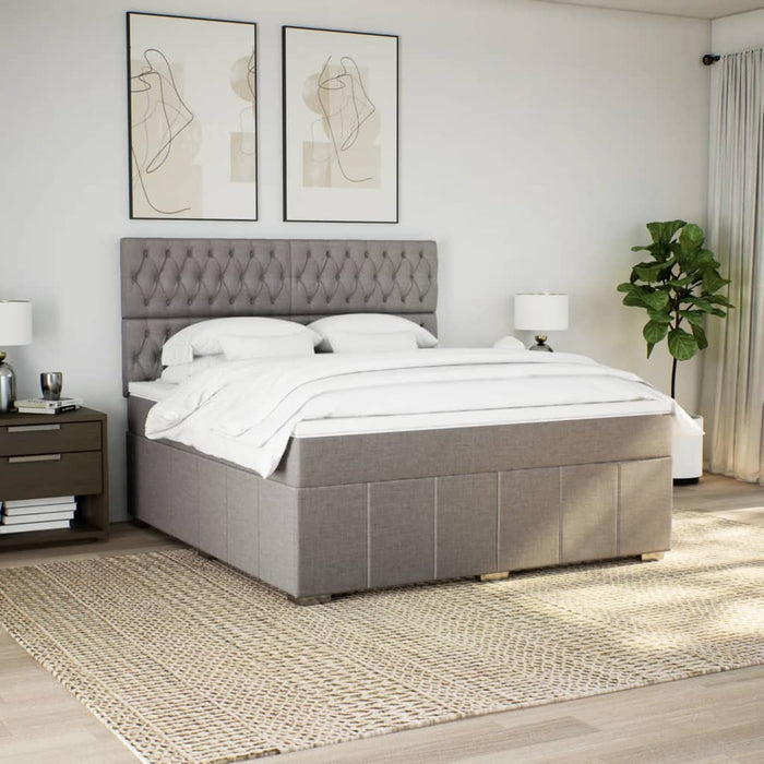 Pat continental cu saltea, gri taupe, 180x200 cm, textil - WALTI WALTI