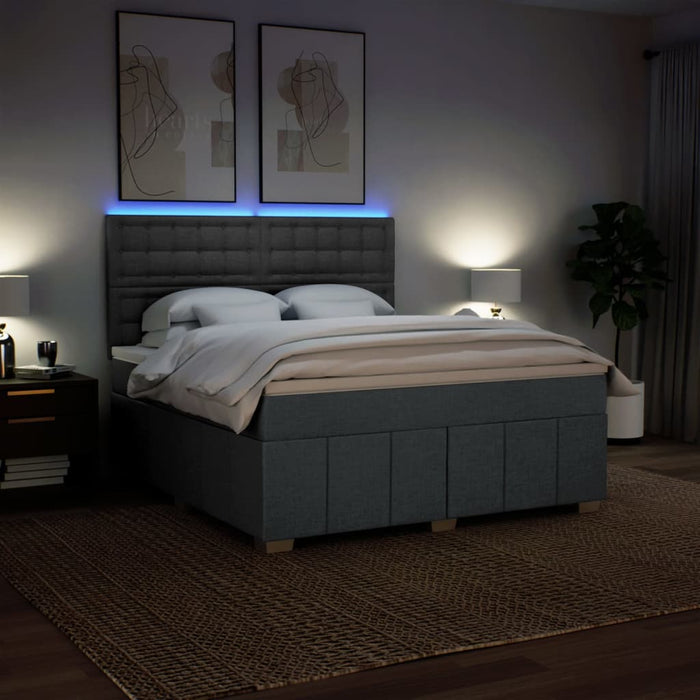 Pat box spring cu saltea, gri închis, 180x200 cm, textil - WALTI WALTI