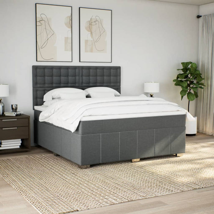 Pat box spring cu saltea, gri închis, 180x200 cm, textil - WALTI WALTI