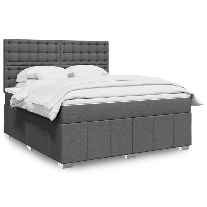 Pat box spring cu saltea, gri închis, 180x200 cm, textil - WALTI WALTI