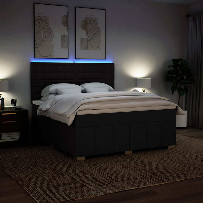 Pat box spring cu saltea, negru, 180x200 cm, catifea - WALTI WALTI