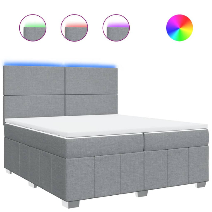Pat box spring cu saltea, gri deschis, 200x200 cm, textil - WALTI WALTI