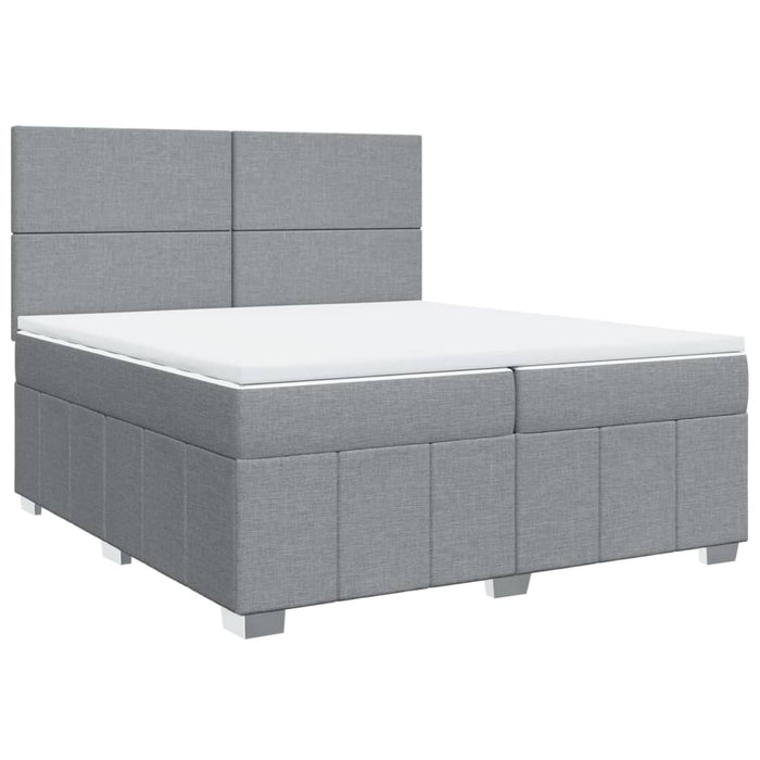 Pat box spring cu saltea, gri deschis, 200x200 cm, textil - WALTI WALTI