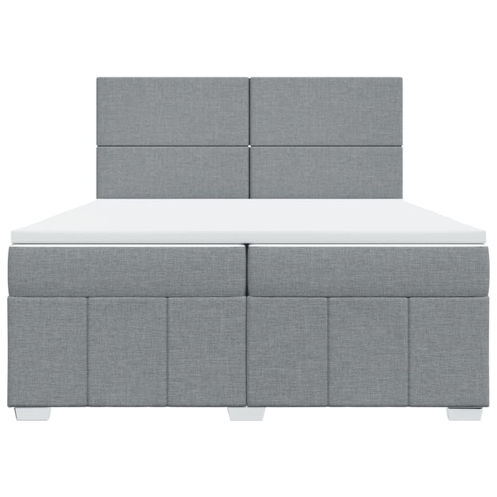Pat box spring cu saltea, gri deschis, 200x200 cm, textil - WALTI WALTI