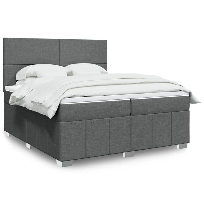 Pat box spring cu saltea, gri închis, 200x200 cm, textil - WALTI WALTI