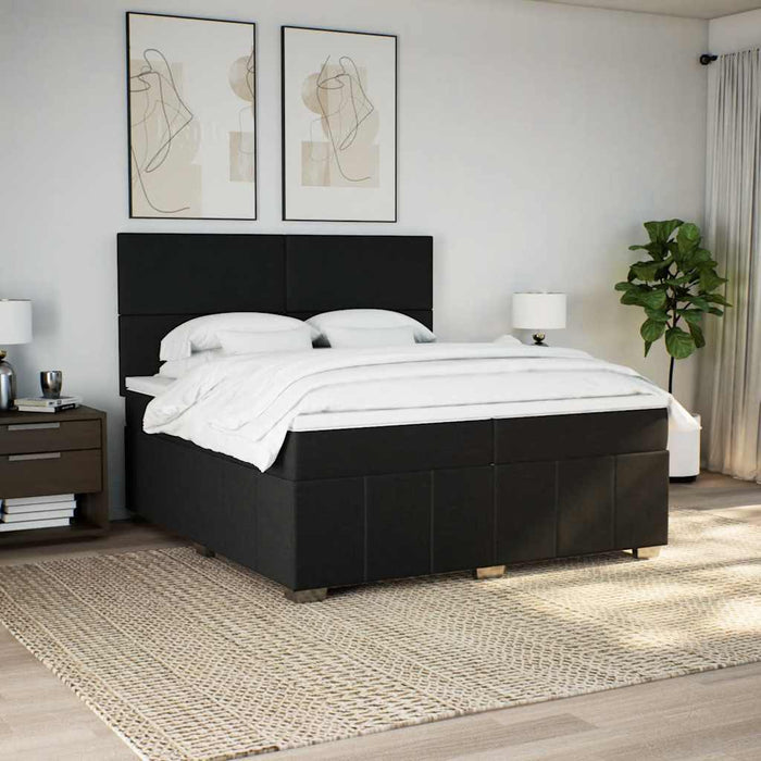Pat box spring cu saltea, negru, 200x200 cm, textil - WALTI WALTI