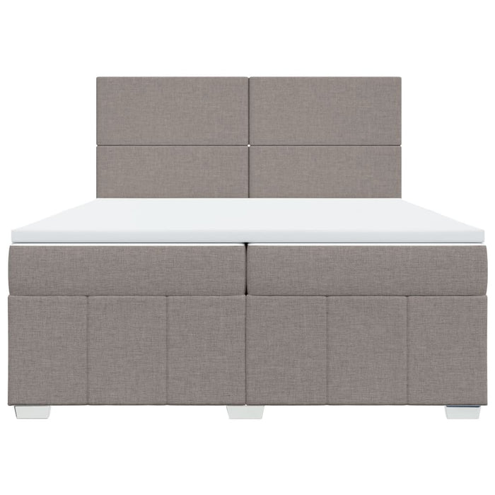 Pat box spring cu saltea, gri taupe, 200x200 cm, textil WALTI