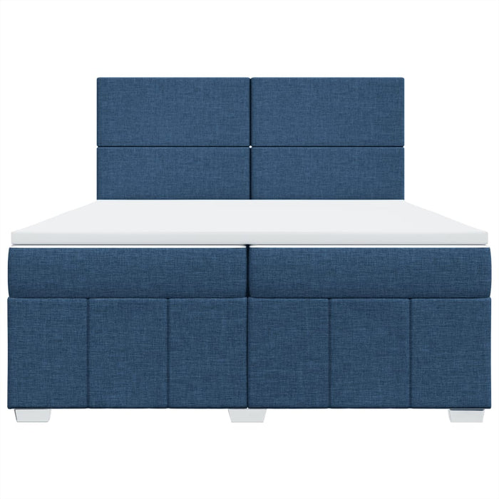 Pat box spring cu saltea, albastru, 200x200 cm, textil - WALTI WALTI