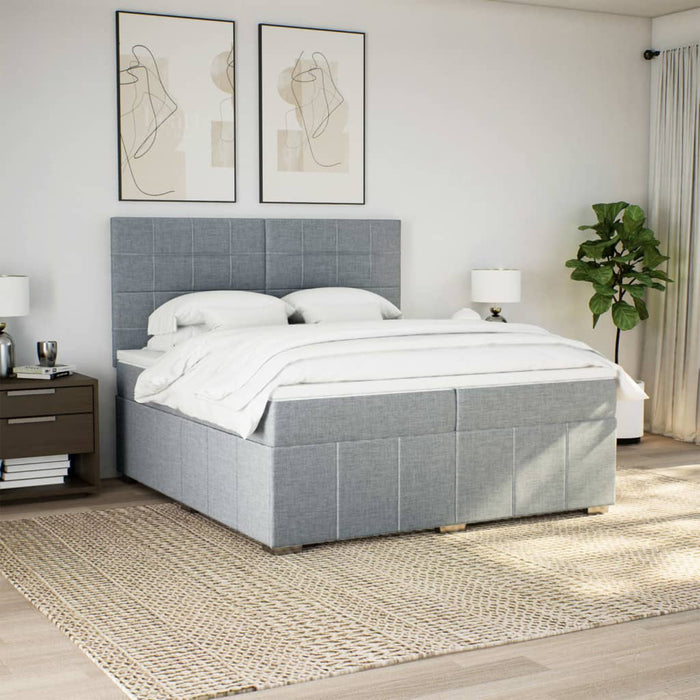 Pat box spring cu saltea, gri deschis, 200x200 cm, textil - WALTI WALTI